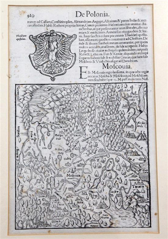 Sebastian Munster (1489-1552). Uncoloured map of Moscovia c.1560, Latin text edition, 27.5 x 17.5cm